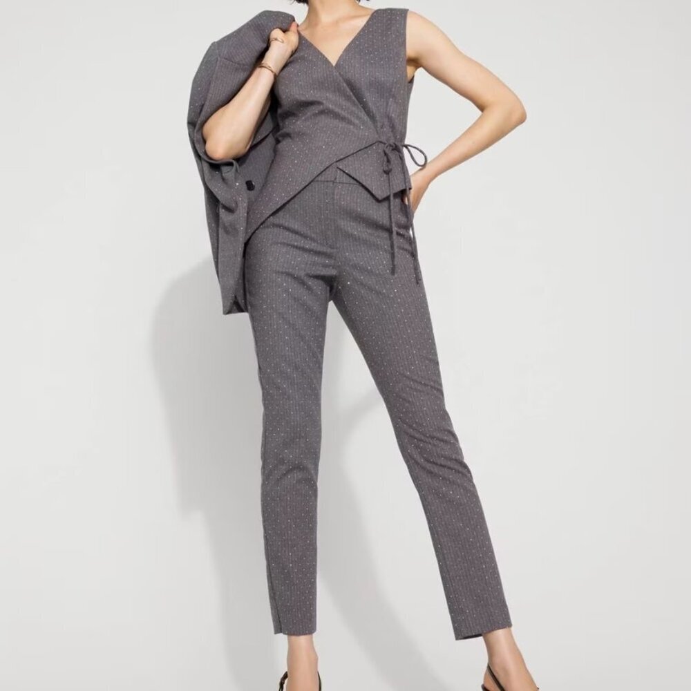 White House Black Market Embellished Elle Slim Ankle Pant — Size 0 (NWT)